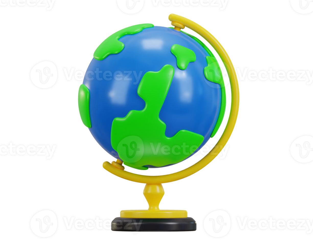 3d wereld wereldbol icoon met staan icoon illustratie png