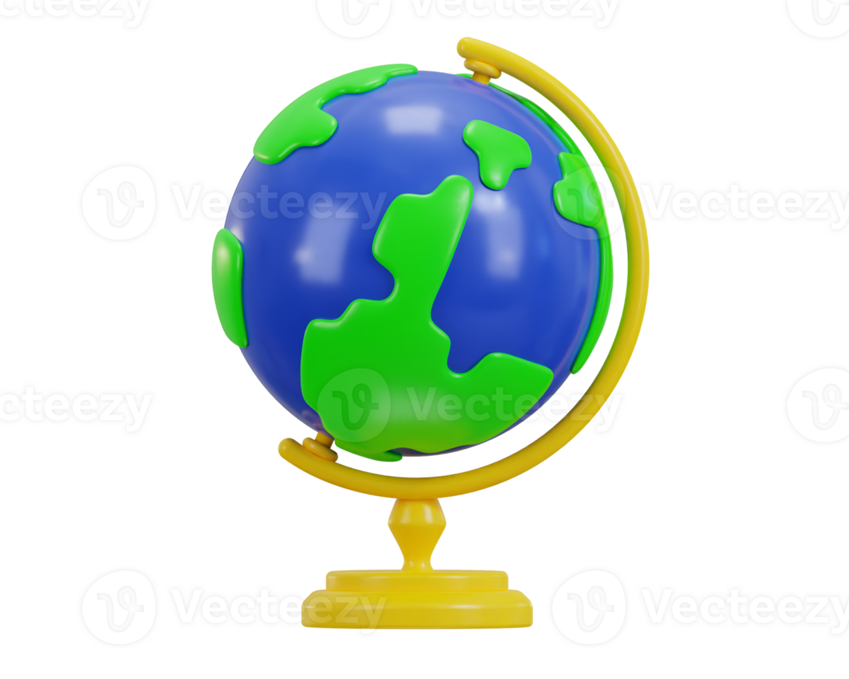 3d world globe icon with stand icon illustration png