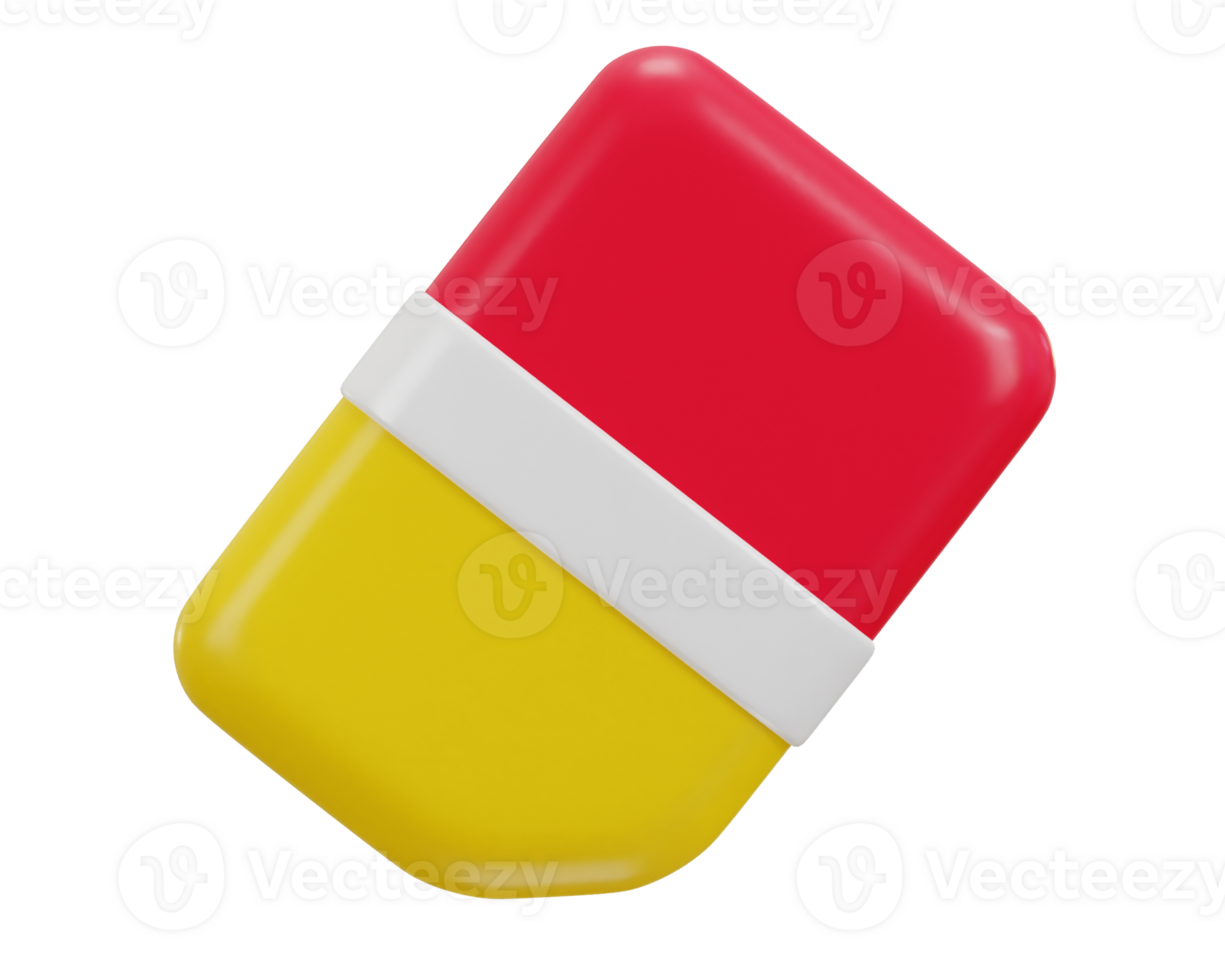 3d eraser stationery tool school rubber education office icon png