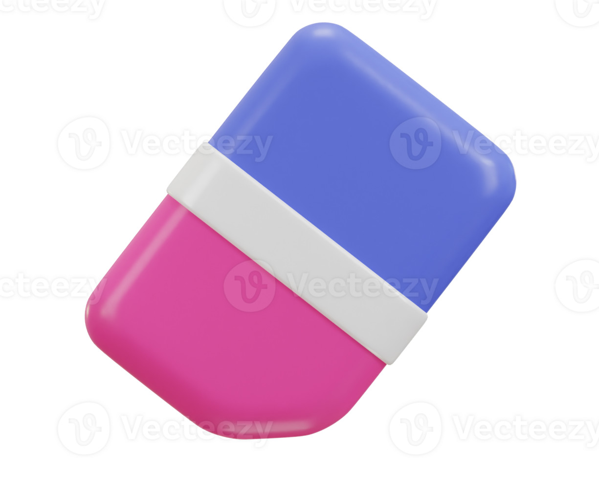 3d eraser stationery tool school rubber education office icon png