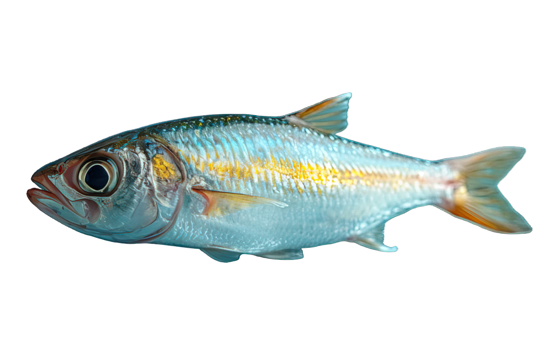 AI generated anchovy png ,side view of anchovies isolated on