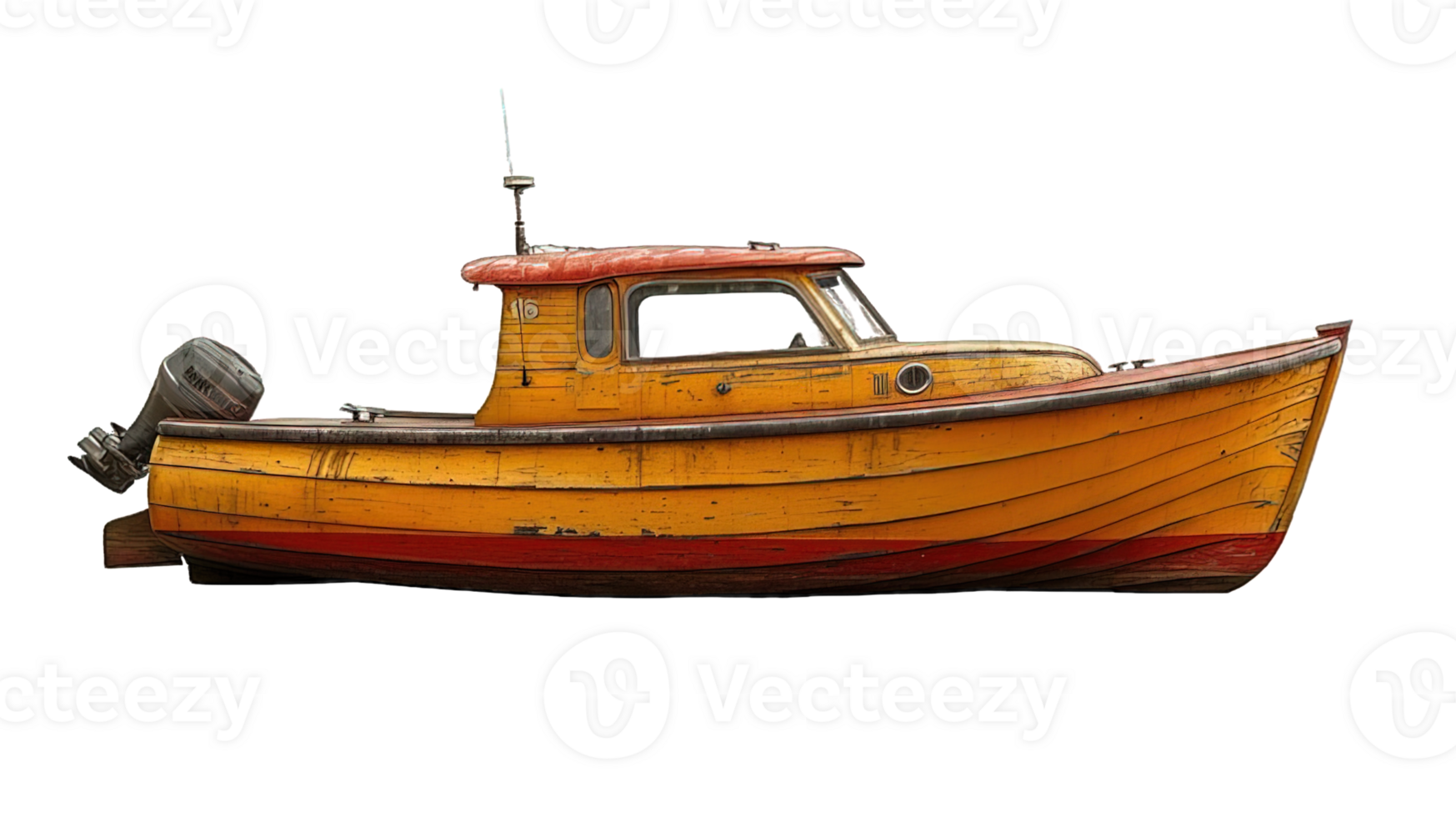 AI generated wooden boat isolated on transparent background ,generative ai png