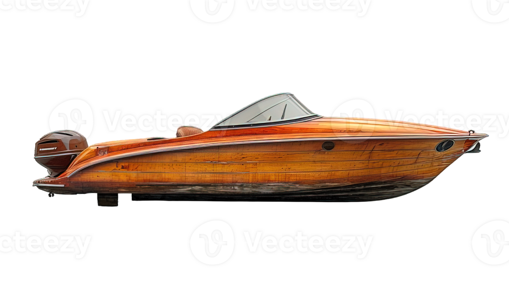 AI generated wooden boat isolated on transparent background ,generative ai png