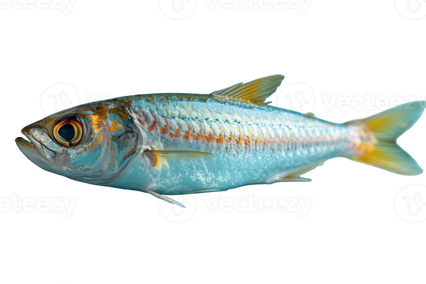 AI generated anchovy png ,side view of anchovies isolated on