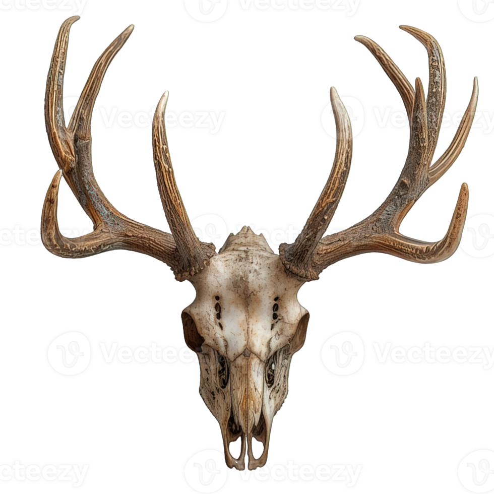 ai généré cerf tête crâne isolé sur transparent Contexte ,cerf ramure crâne décoration ,génératif ai png