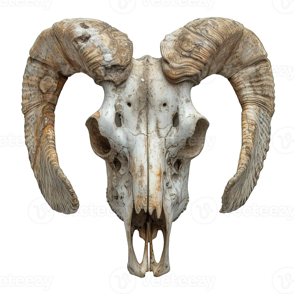 AI generated goat skull isolated on transparent background ,satanic symbol skull decoration ,generative ai png