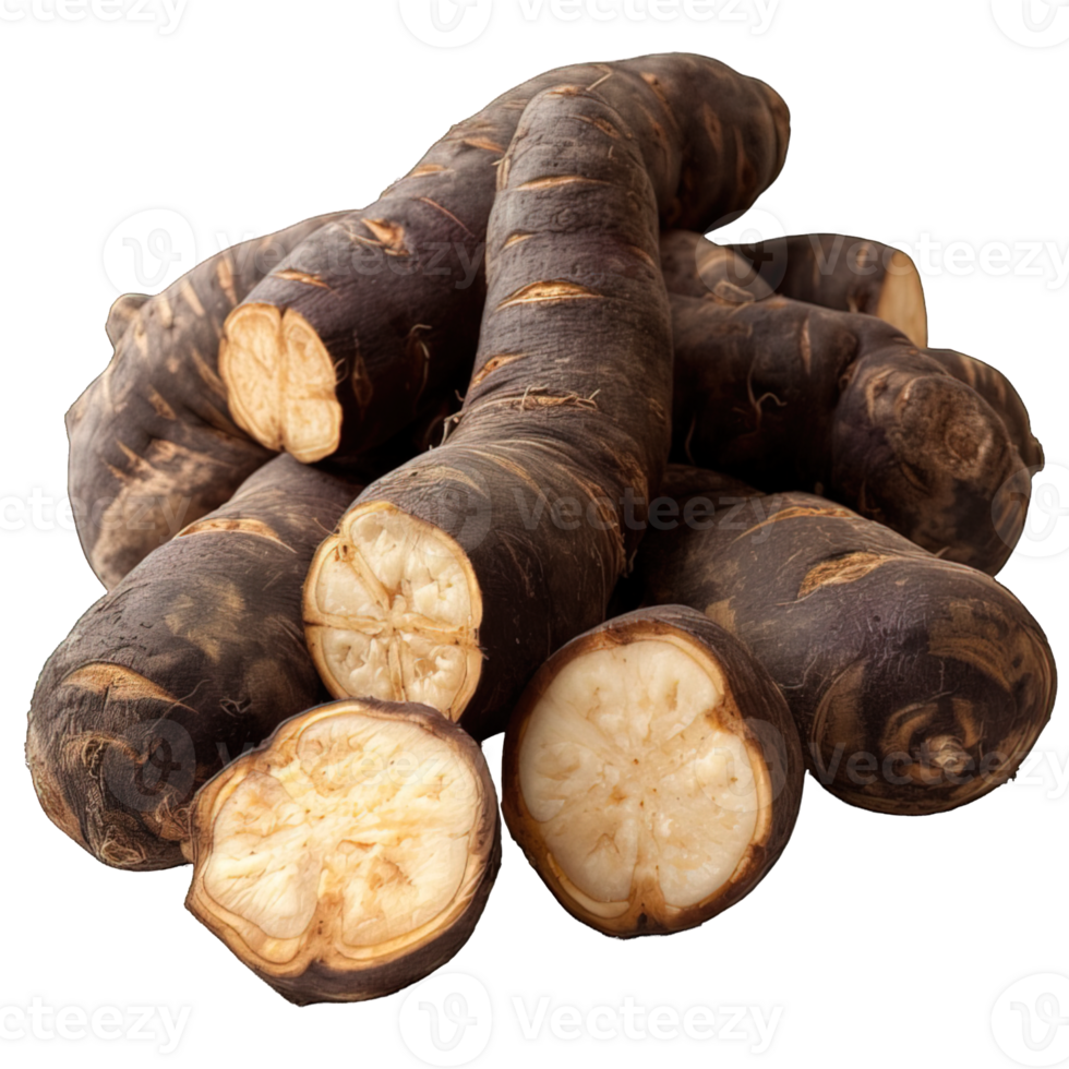 AI generated cassava isolated on transparent background ,tubers png ,generative ai