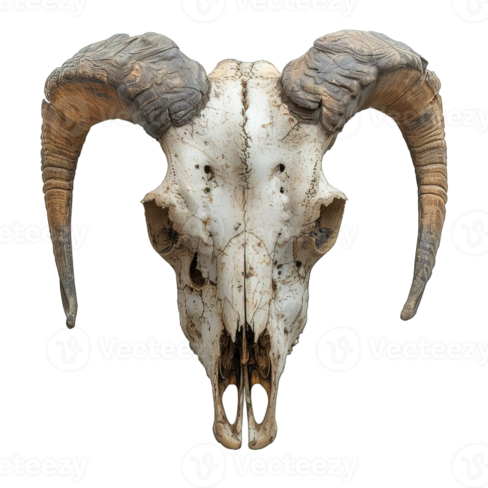 AI generated goat skull isolated on transparent background ,satanic symbol skull decoration ,generative ai png