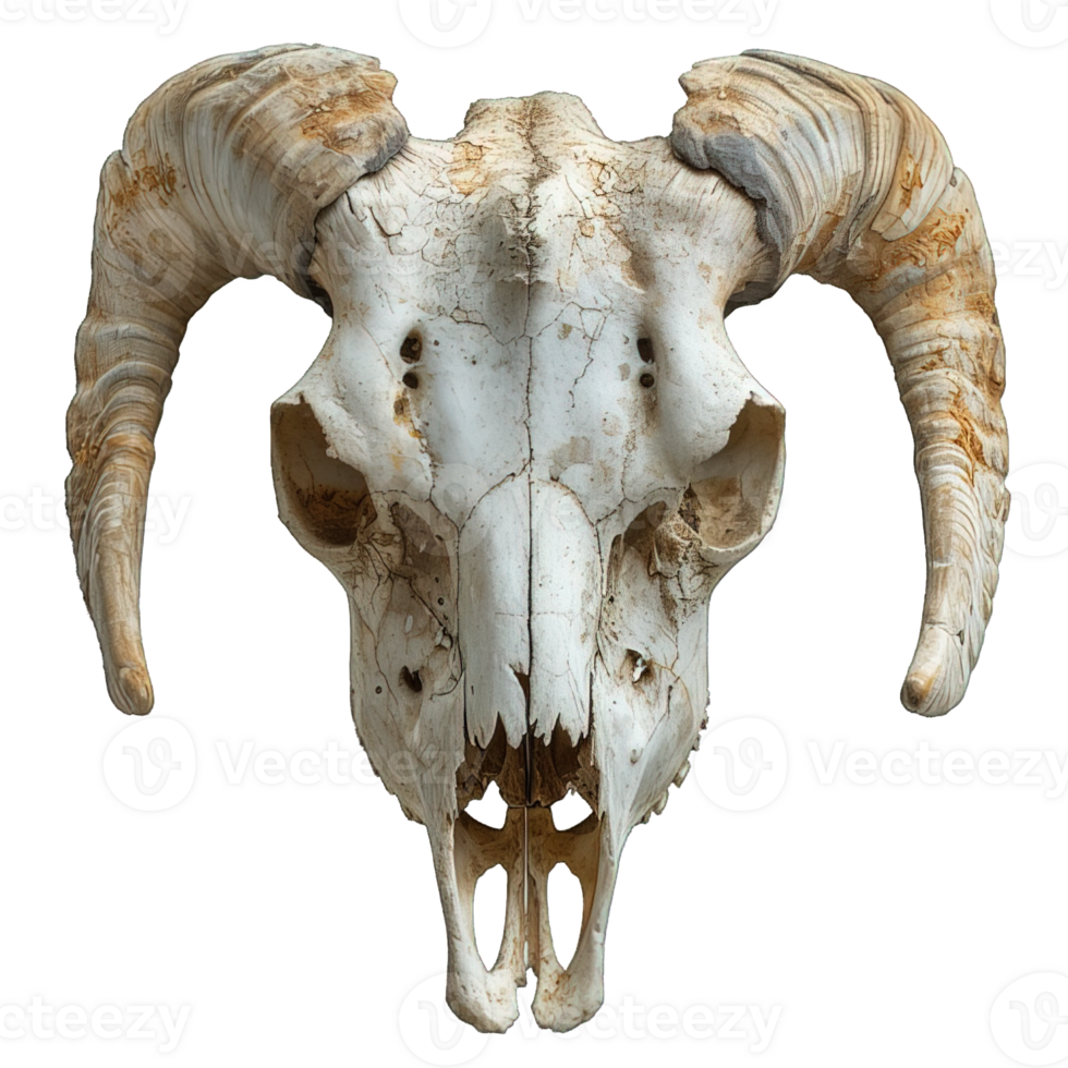 AI generated goat skull isolated on transparent background ,satanic symbol skull decoration ,generative ai png