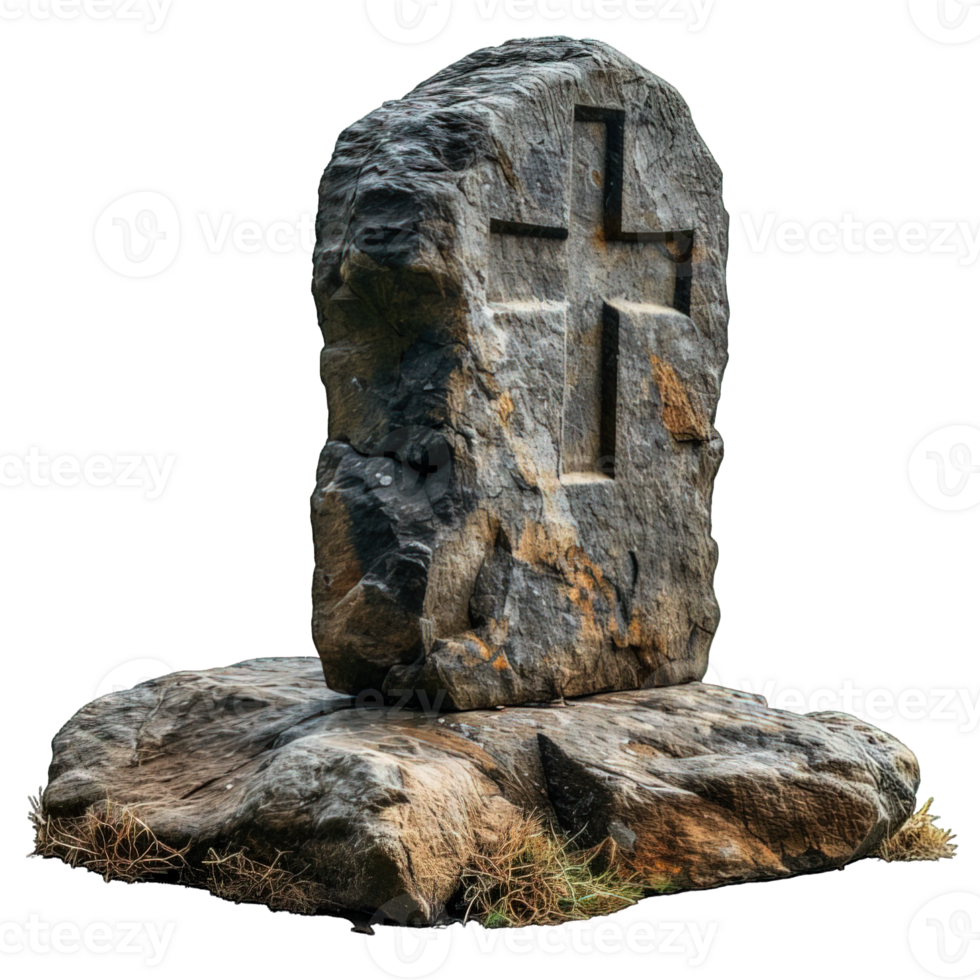 AI generated Grave tombstone isolated on transparent background ,tombstone png ,generative ai