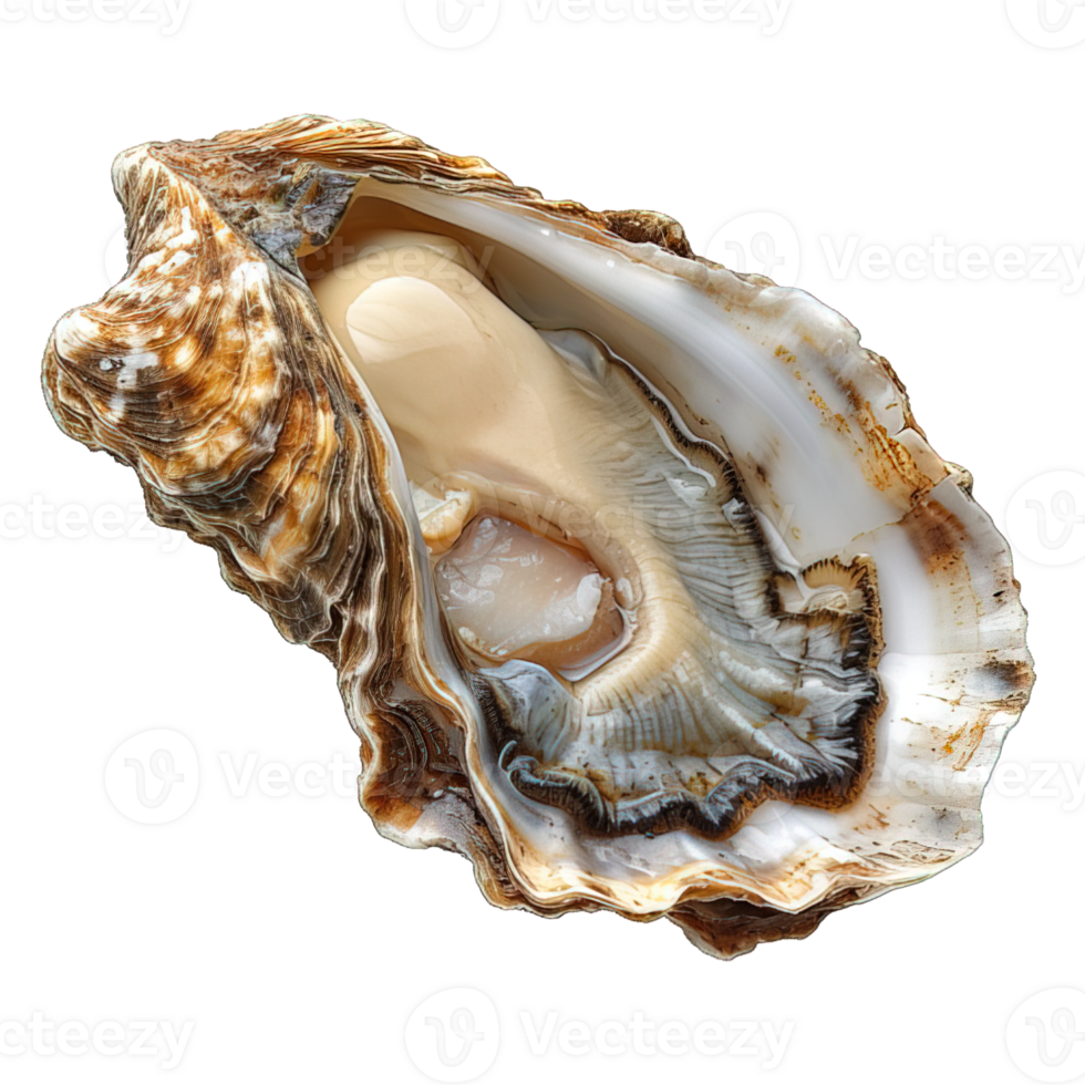 AI generated raw oyster shell isolated on transparent background ,generative ai png
