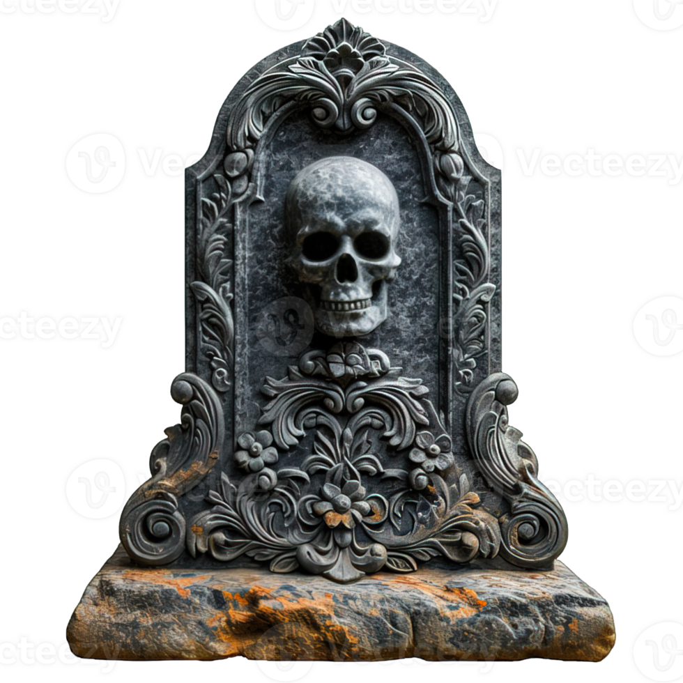 AI generated Grave tombstone isolated on transparent background ,tombstone png ,generative ai