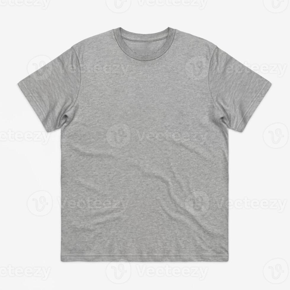AI generated Blank Heather Grey T-Shirt on White Background for Mockup photo