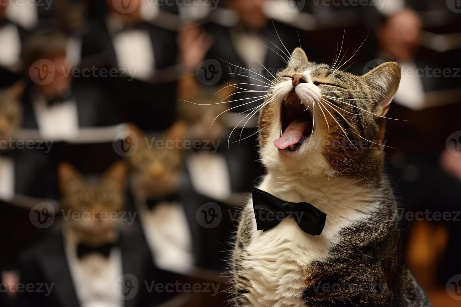 AI generated cat singing at the opera photo
