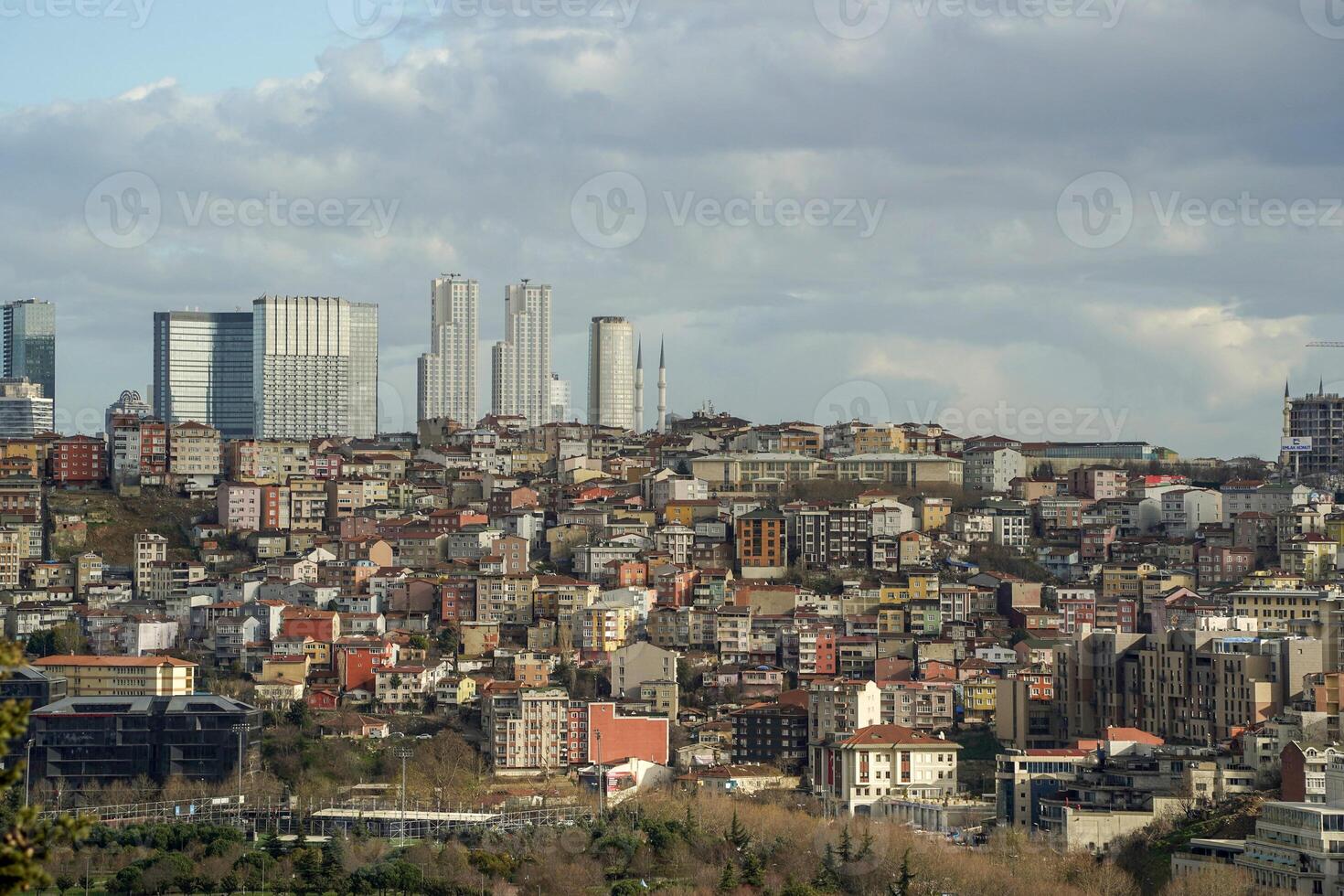 View of Golden Horn seen from Pierre Loti Hill in Eyup district in Istanbul, Turkey. photo