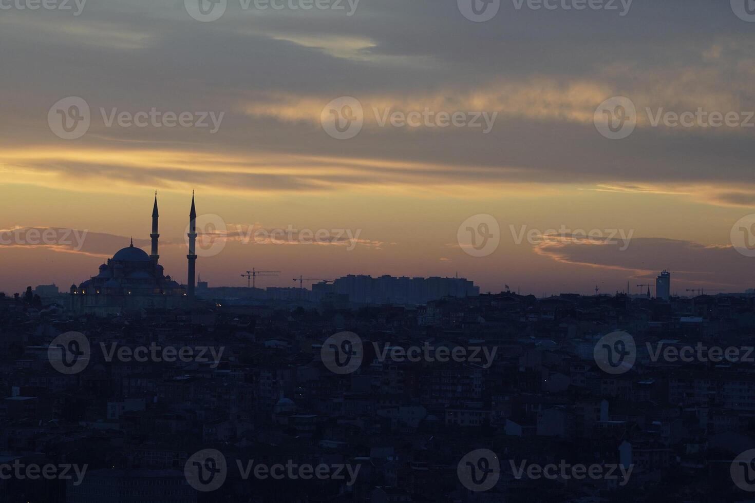 istanbul aerial cityscape at sunset from galata tower photo