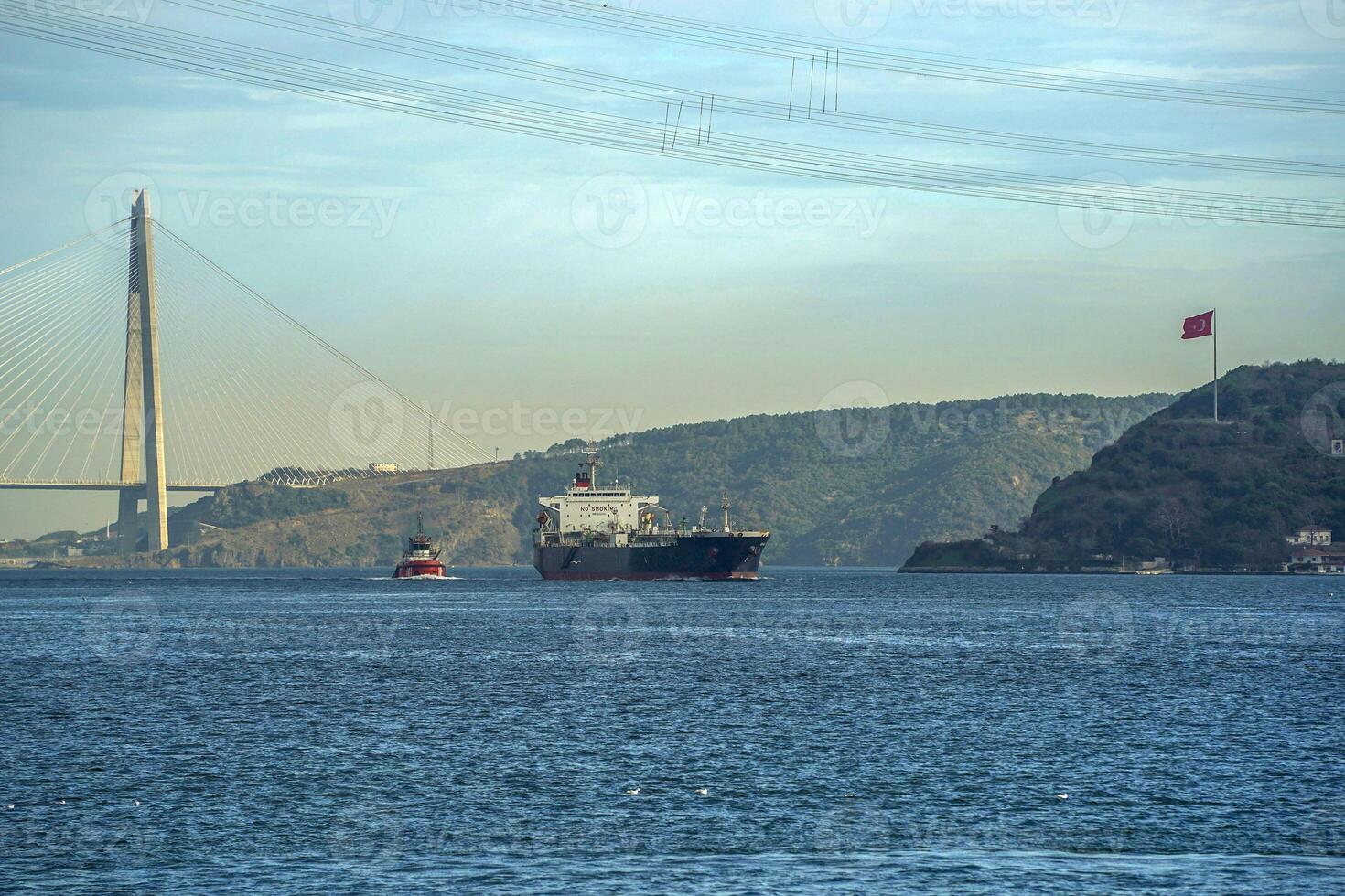 Yavuz Sultan Selim bridge in front of black sea view from Istanbul Bosphorus cruise photo