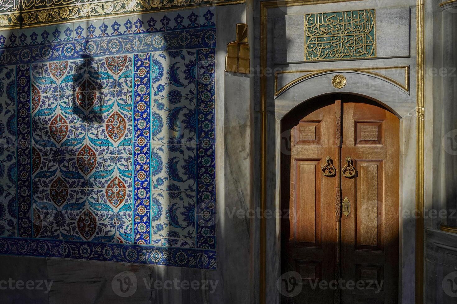 ceramic tile wall in Eyup Sultan Camii Mosque, Istanbul, Turkey photo