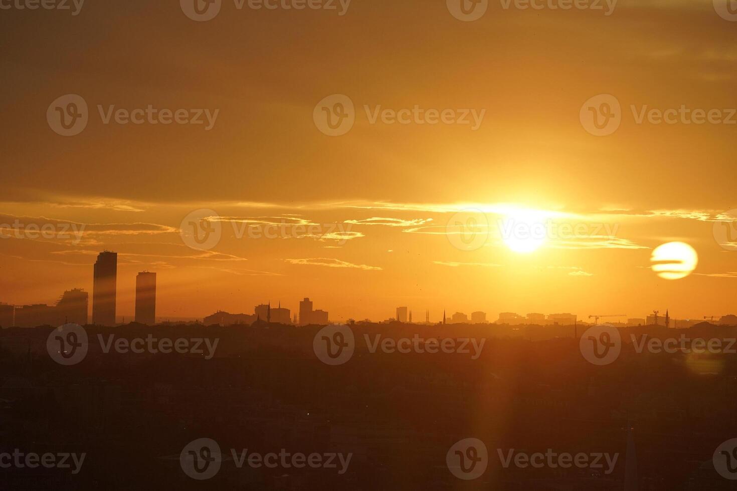 istanbul aerial cityscape at sunset from galata tower photo