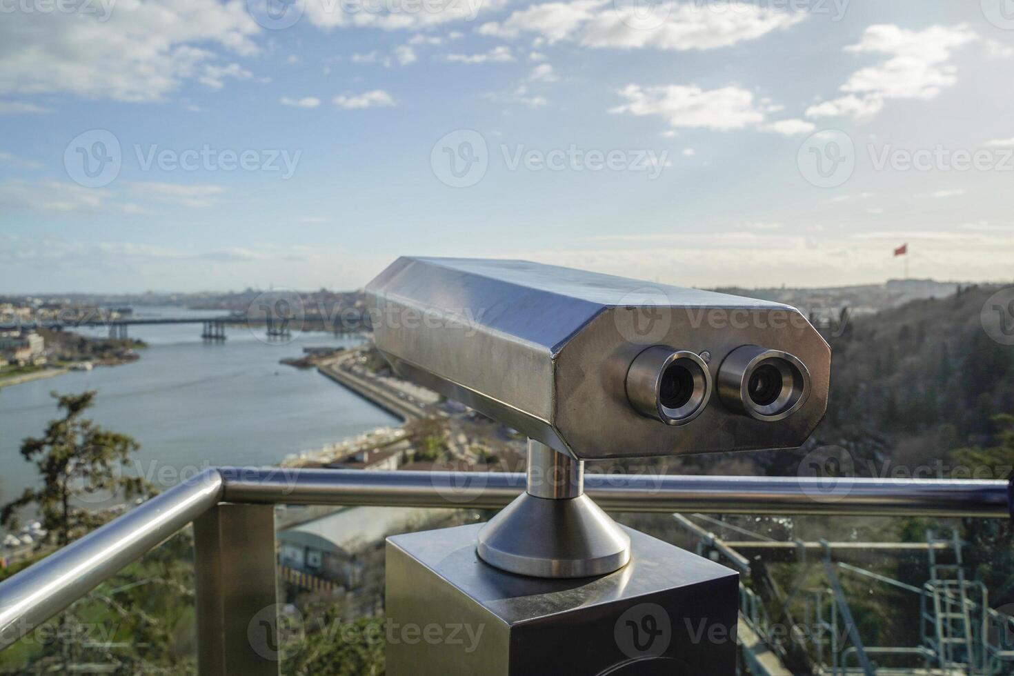 binoculars View of Golden Horn seen from Pierre Loti Hill in Eyup district in Istanbul, Turkey. photo