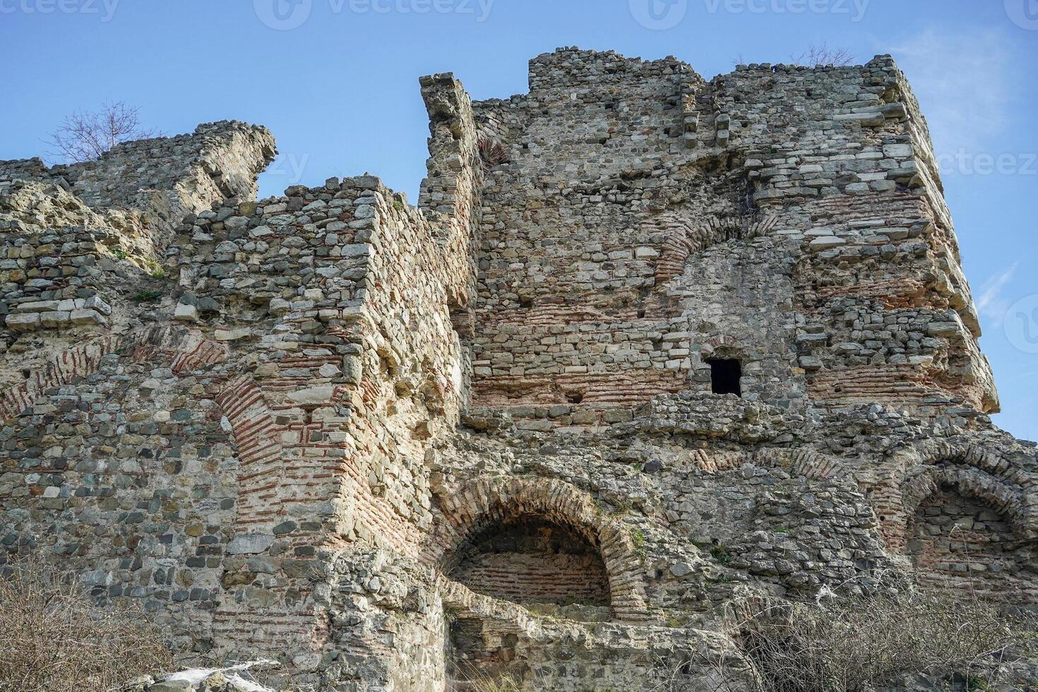 Fortress Ruins of Yoros Castle, Yoros Kalesi, or Genoese Castle, an ancient Byzantine castle at the confluence of Bosphorus and Black Sea in Anadolu Kavagi, Istanbul, Turkey photo