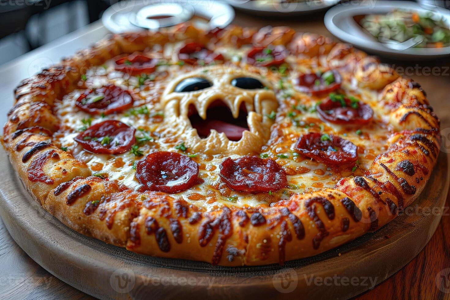 AI generated Alien shape made pizza Illustration photo