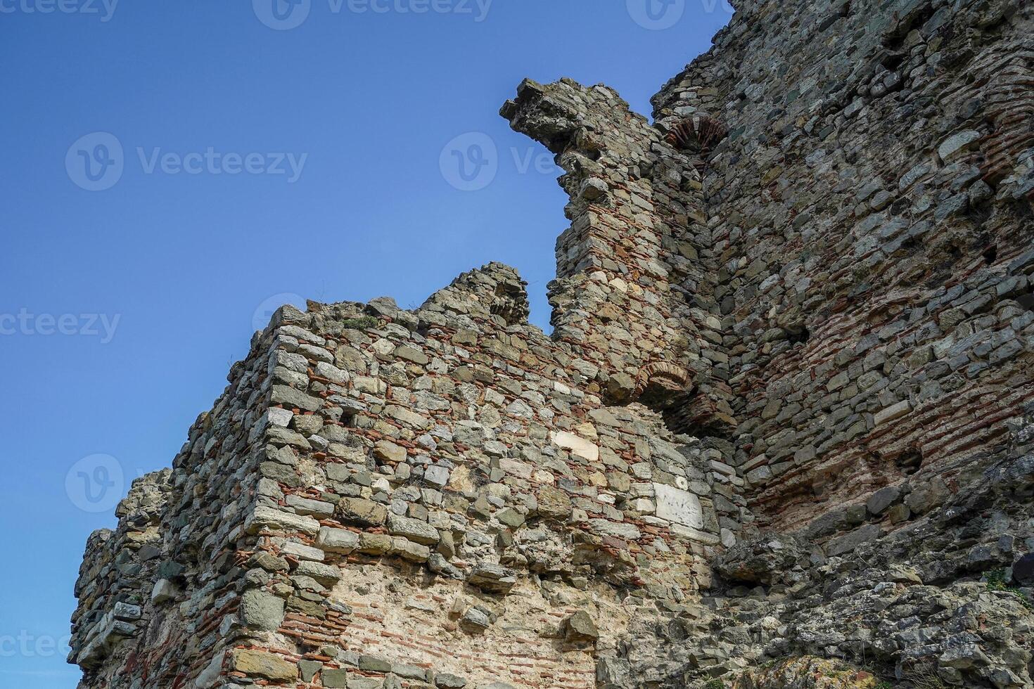 Fortress Ruins of Yoros Castle, Yoros Kalesi, or Genoese Castle, an ancient Byzantine castle at the confluence of Bosphorus and Black Sea in Anadolu Kavagi, Istanbul, Turkey photo