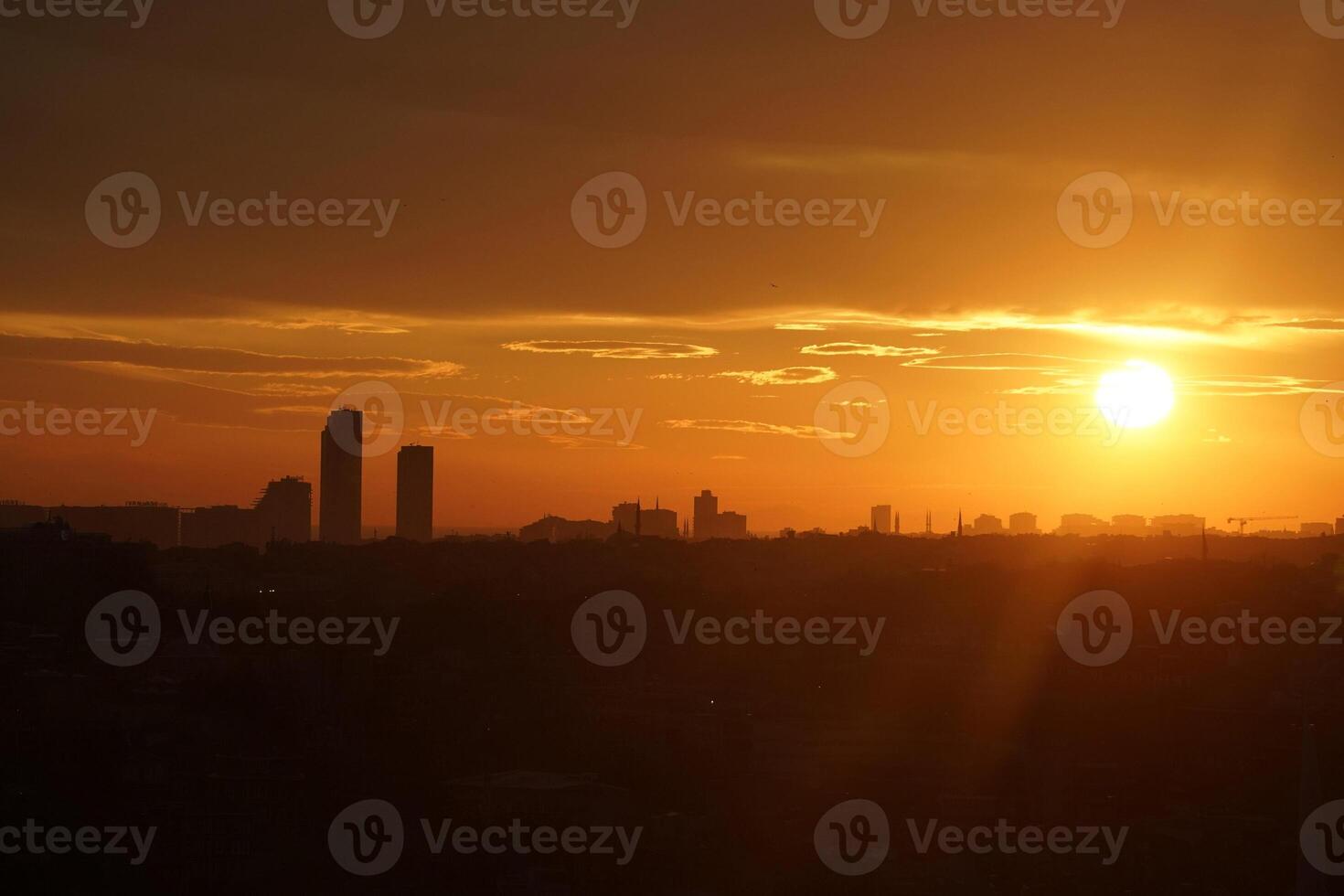 istanbul aerial cityscape at sunset from galata tower Suleymaniye Mosque photo