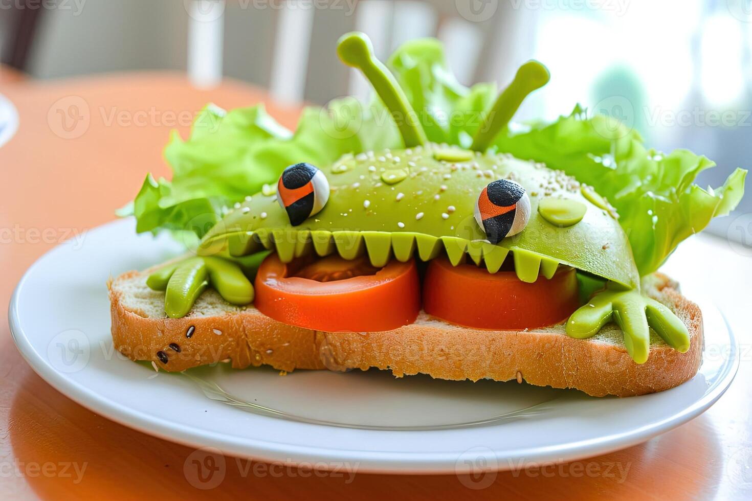 AI generated Alien shape sandwich funny food photo