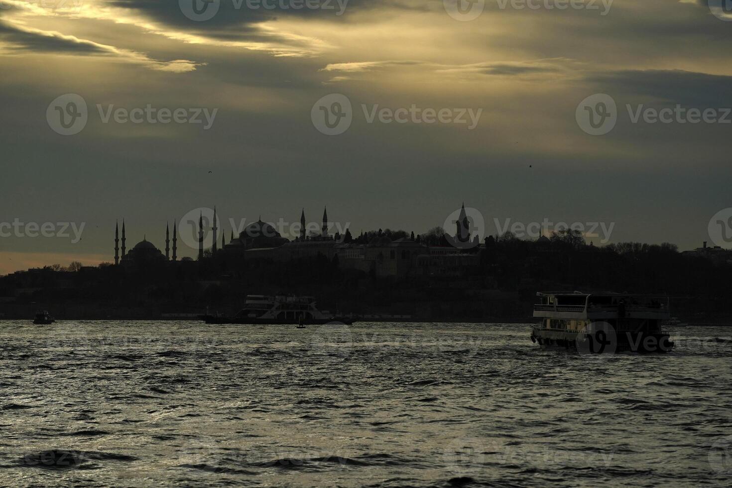 istanbul aerial cityscape at sunset from galata tower Suleymaniye Mosque photo