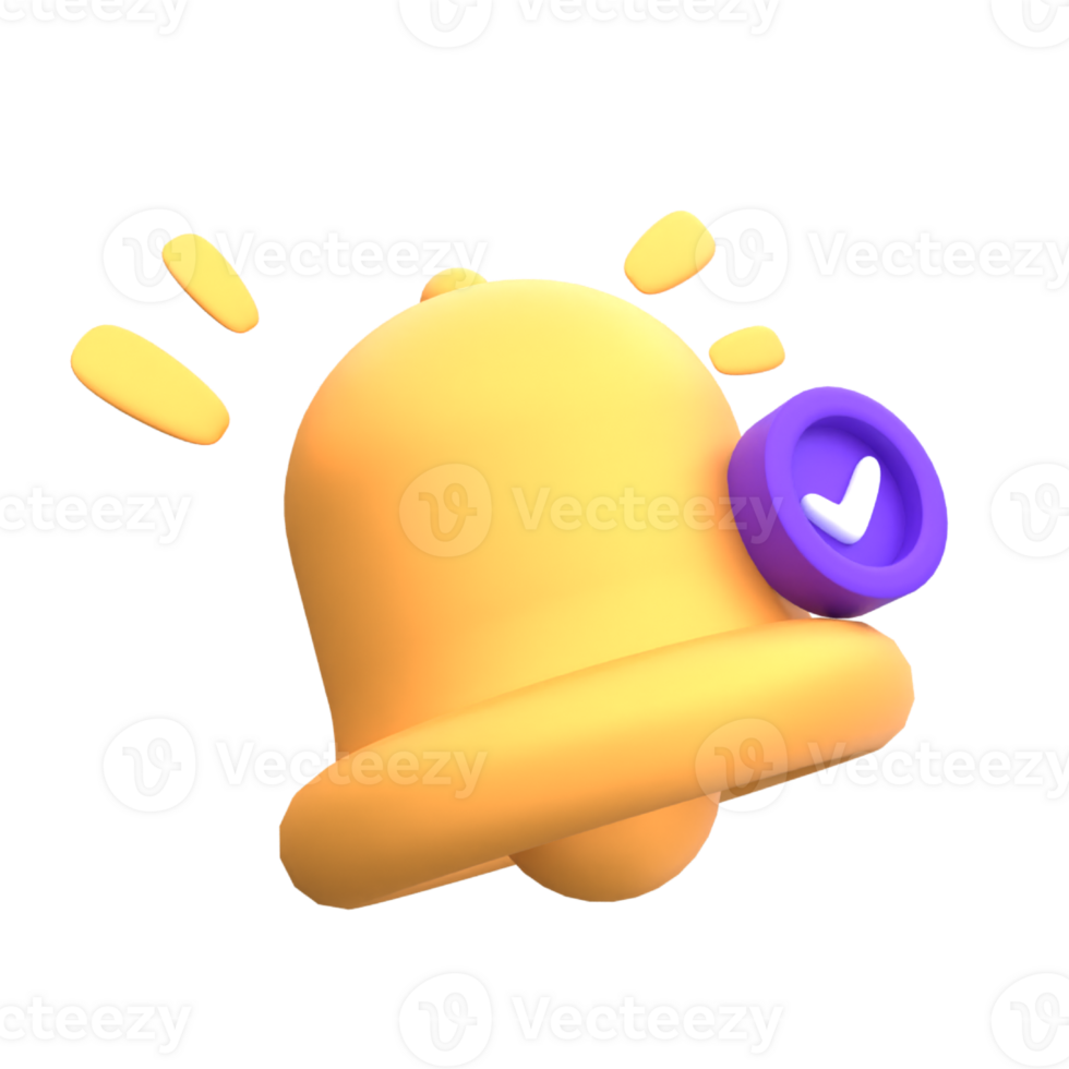 Unique Bell notification check list 3D rendering icon illustration simple.Realistic  illustration. png