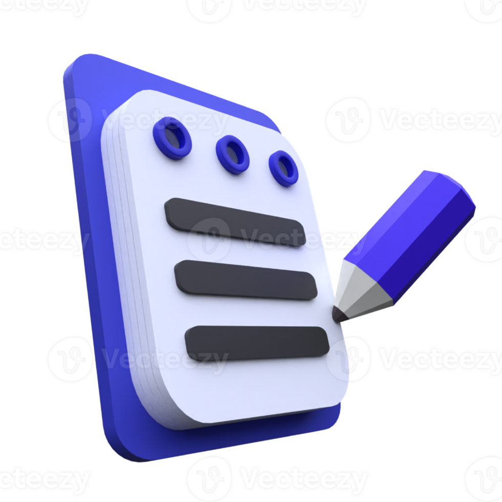 unique Pen paper notetaking 3D rendering icon illustration simple.Realistic illustration. png