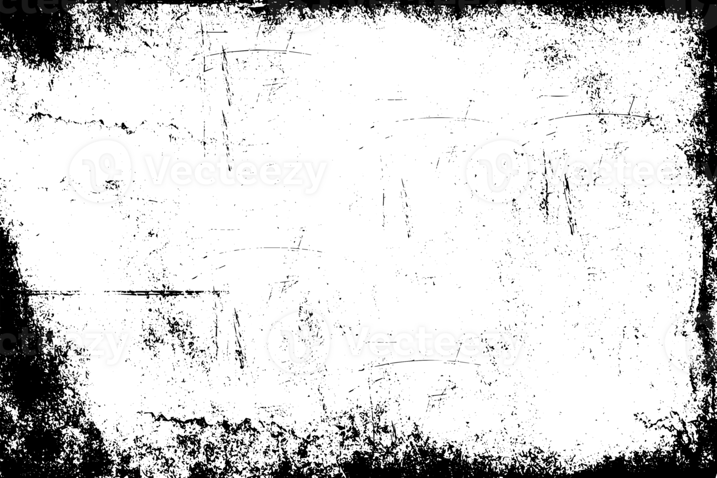 Grunge border texture background. Abstract frame overlay. PNG graphic illustration with transparent background.