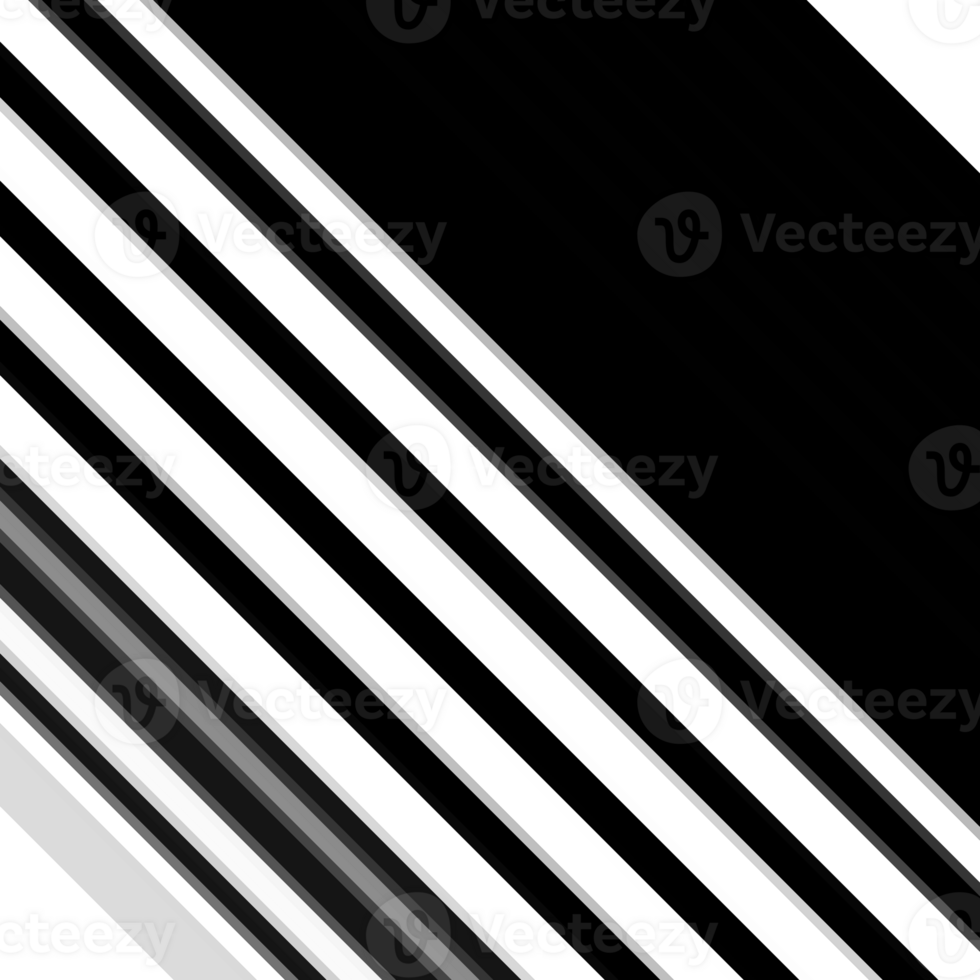 Black and white striped abstract background overlay. Motion effect. PNG graphic illustration with transparent background.