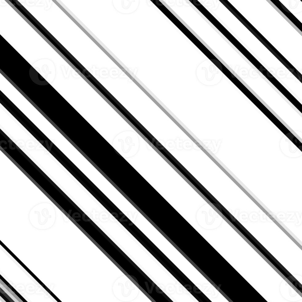 Black and white striped abstract background overlay. Motion effect. PNG graphic illustration with transparent background.