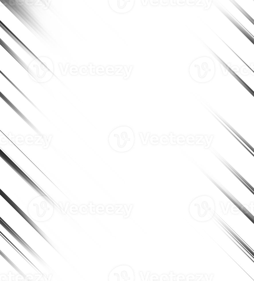 Black and white striped abstract background overlay. Motion effect. PNG graphic illustration with transparent background.