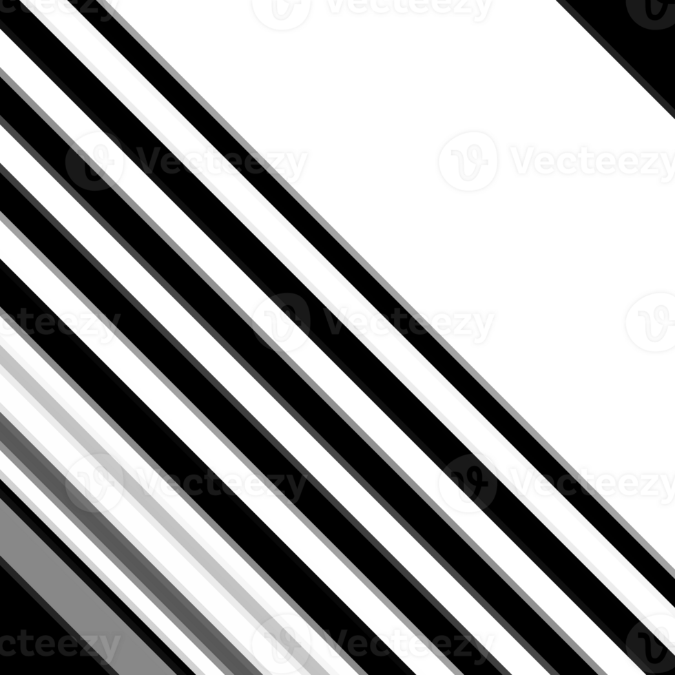 Black and white striped abstract background overlay. Motion effect. PNG graphic illustration with transparent background.