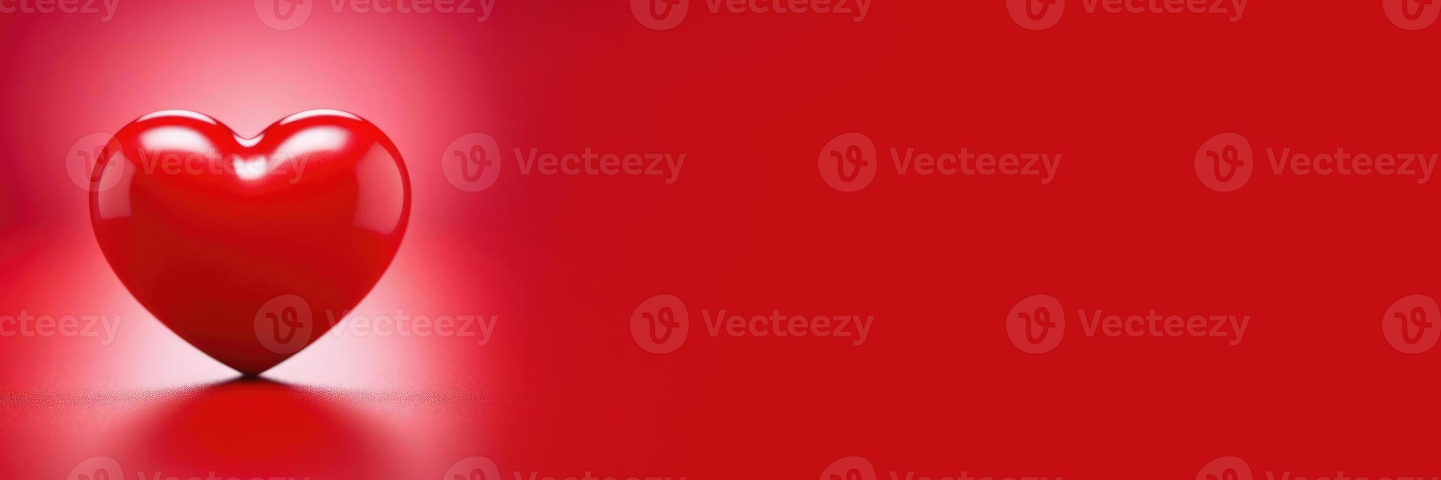 AI generated horizontal banner, World compliment day, international donor day, world heart day, world health day, world mental health day, red heart figurine, red background, place for text photo