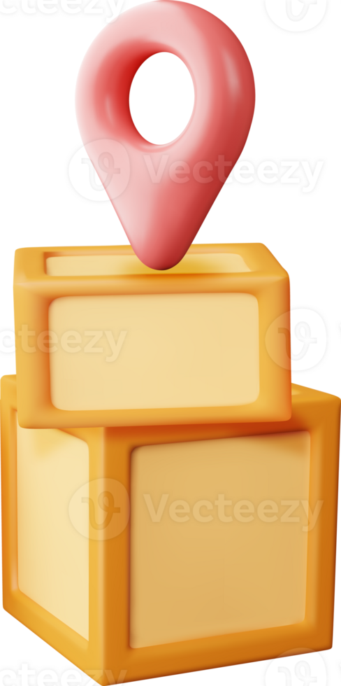 3D Carton Packaging Box and Location Pin png