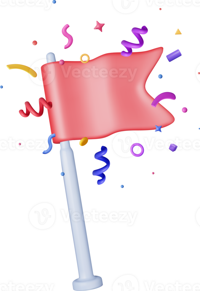 3D Carnival Flag with Confetti png