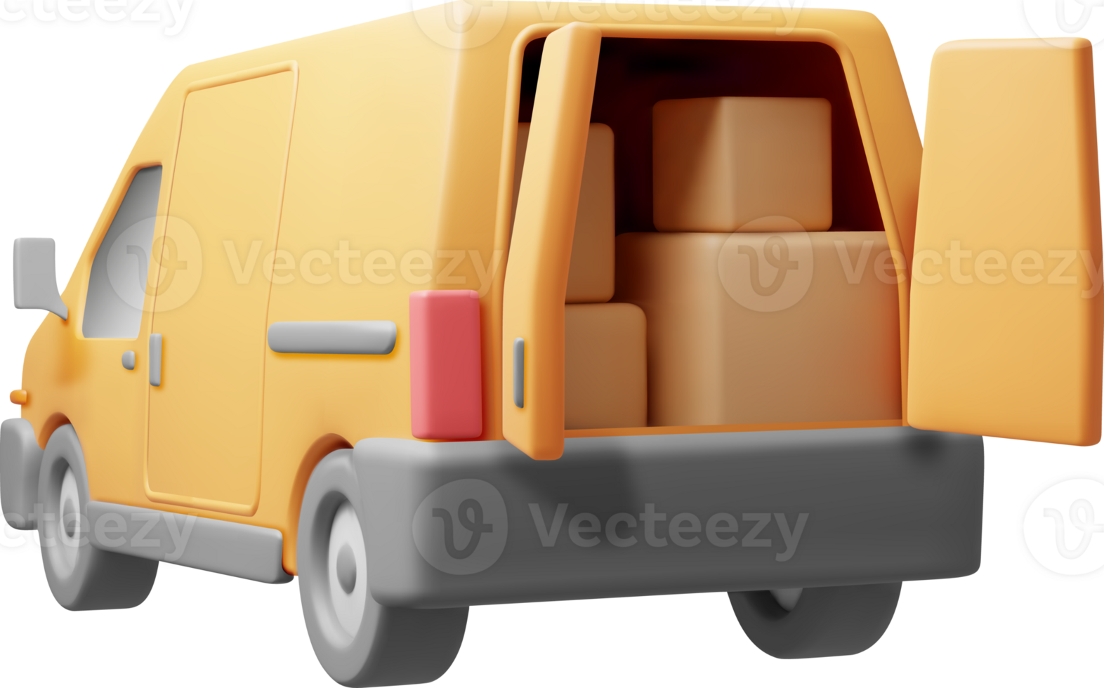 3D Delivery Van full of Cardboard Boxes png