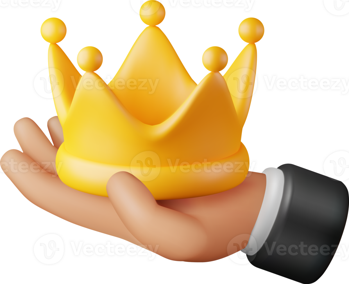 3D Gold Crown in Hand png