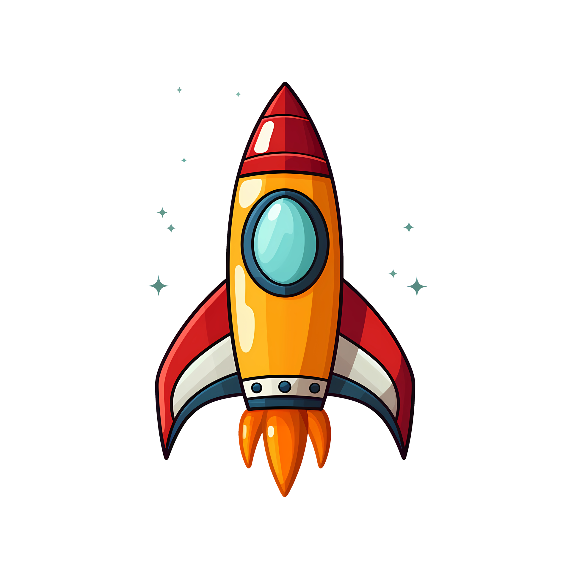 AI generated rocket art illustrations for stickers, tshirt design
