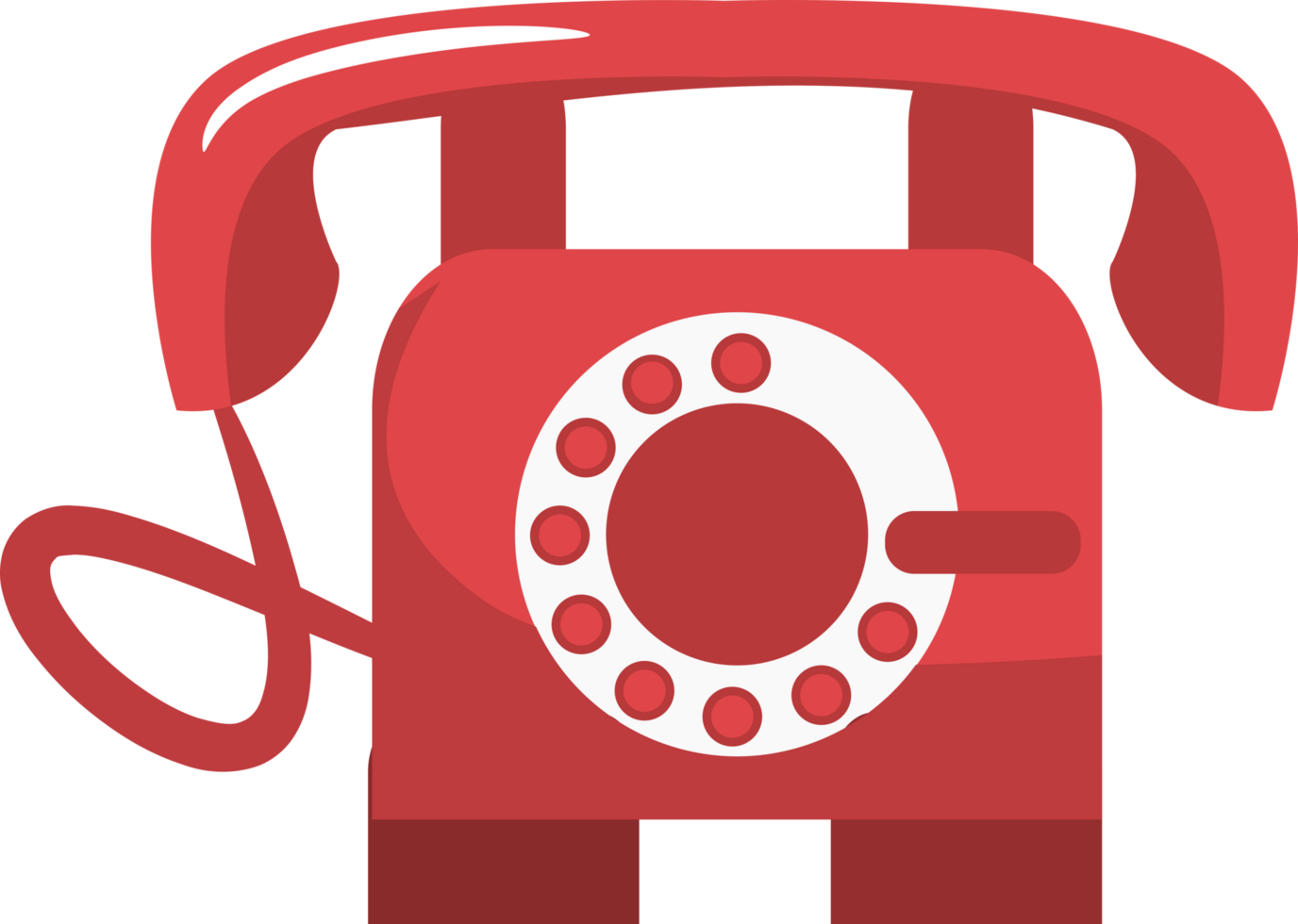 Red telephone with white dial suitable for retro and communication themed designs, nostalgic concepts, and advertising campaigns targeting older demographics. png