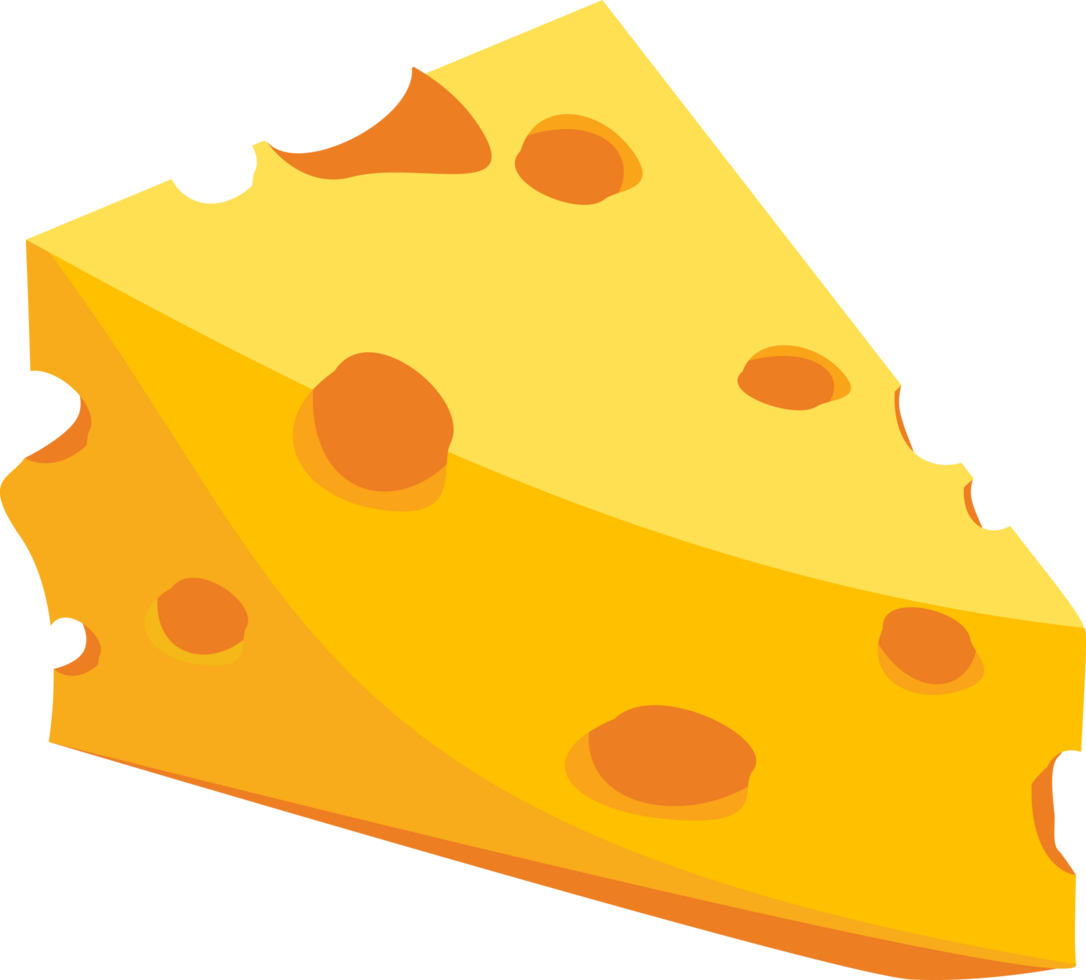 Piece of cheese illustration suitable for food and dairy product designs, culinary blogs, restaurant menus and food packaging. png