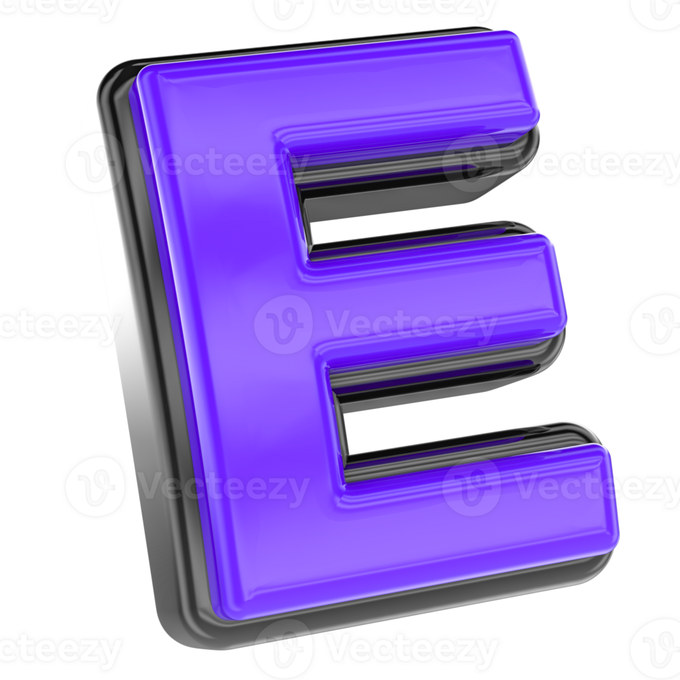 E Font 3D Render png