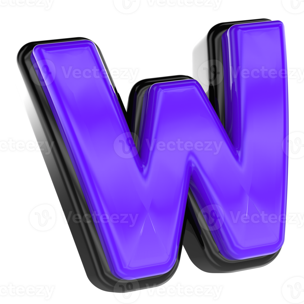 W Font 3D Render png