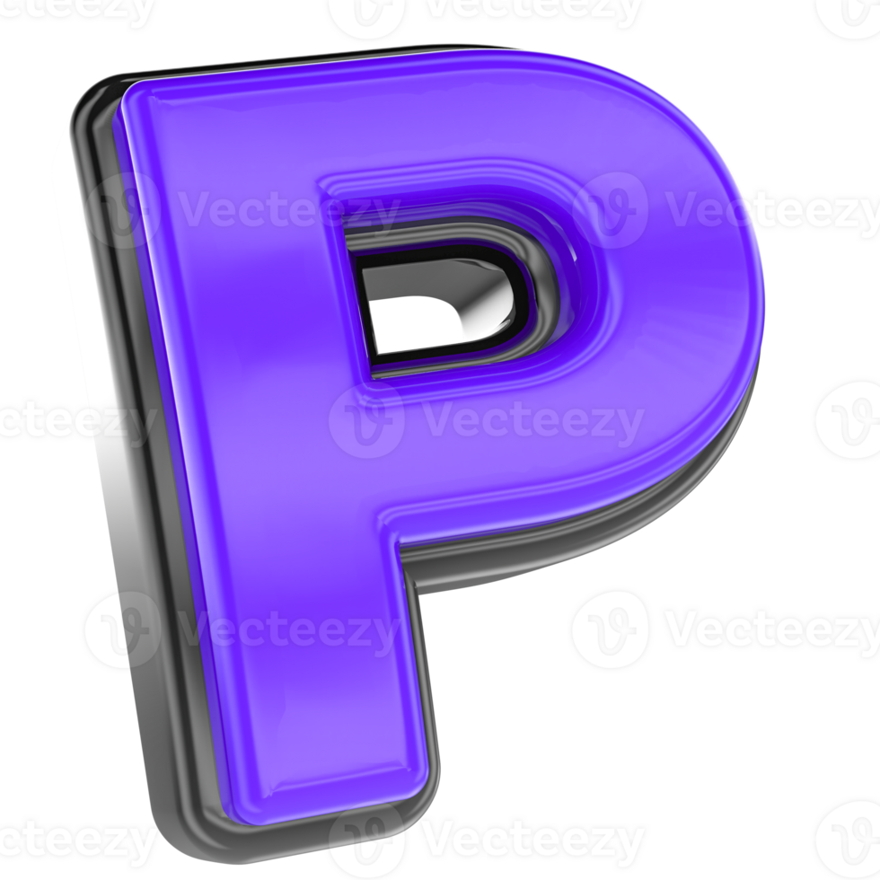 P Font 3D Render png