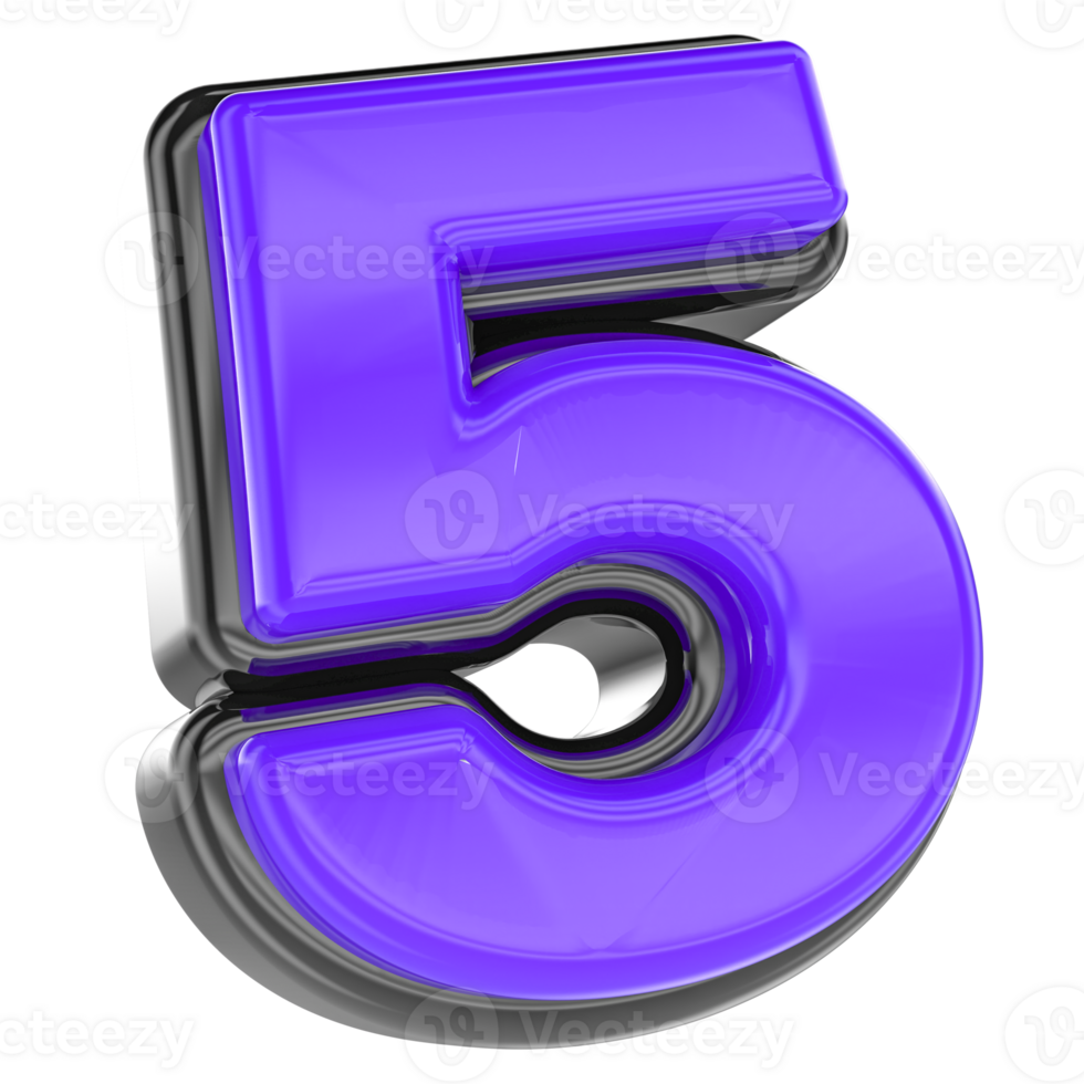 5 Number 3D Render png