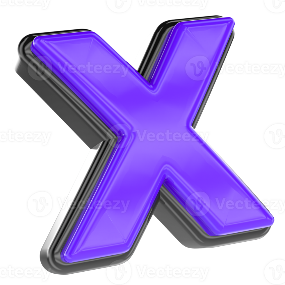 X Font 3D Render png